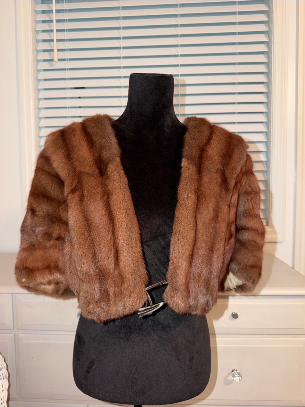 Vintage Genuine Mink Stole Capelet w/ Pockets-Fur Label Authority Tag-1950s-70s